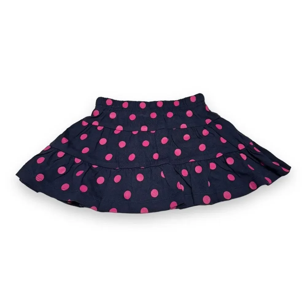 5/$35 Carter's Girls Skirt Sz 12 Months Navy Blue Pink Polka Dots Knit Skort NEW